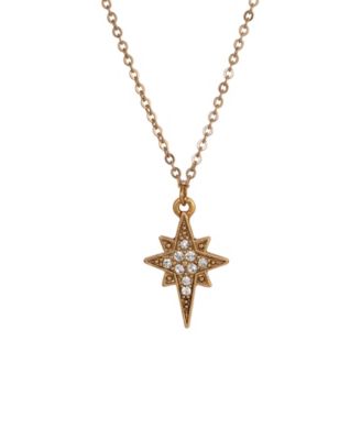 14k Gold Dipped Crystal Glass Stones Star of Bethlehem 16" Necklace