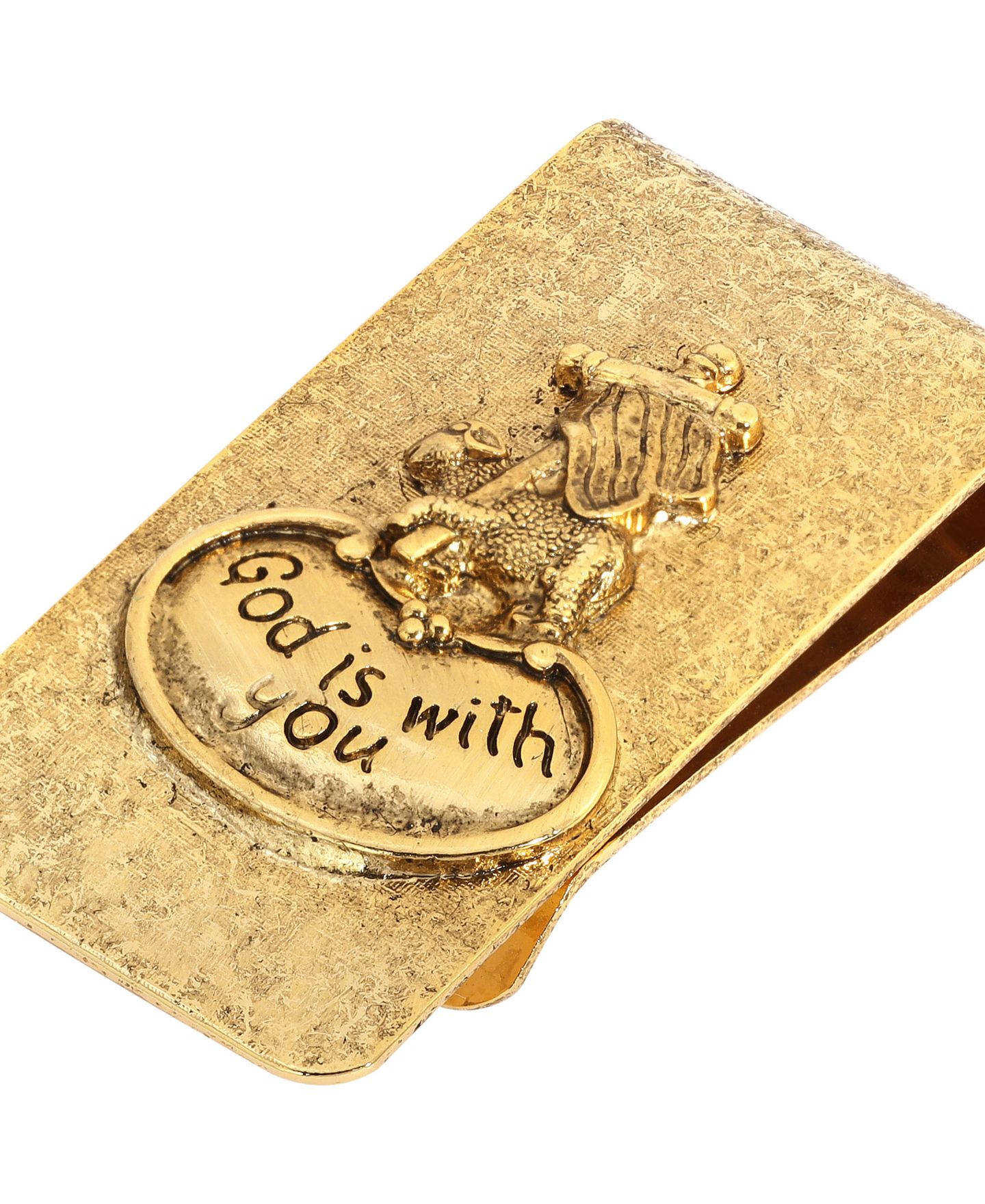 Мужской зажим для денег Symbols of Faith с позолотой 14k и надписью «God Is With You» — фото 2