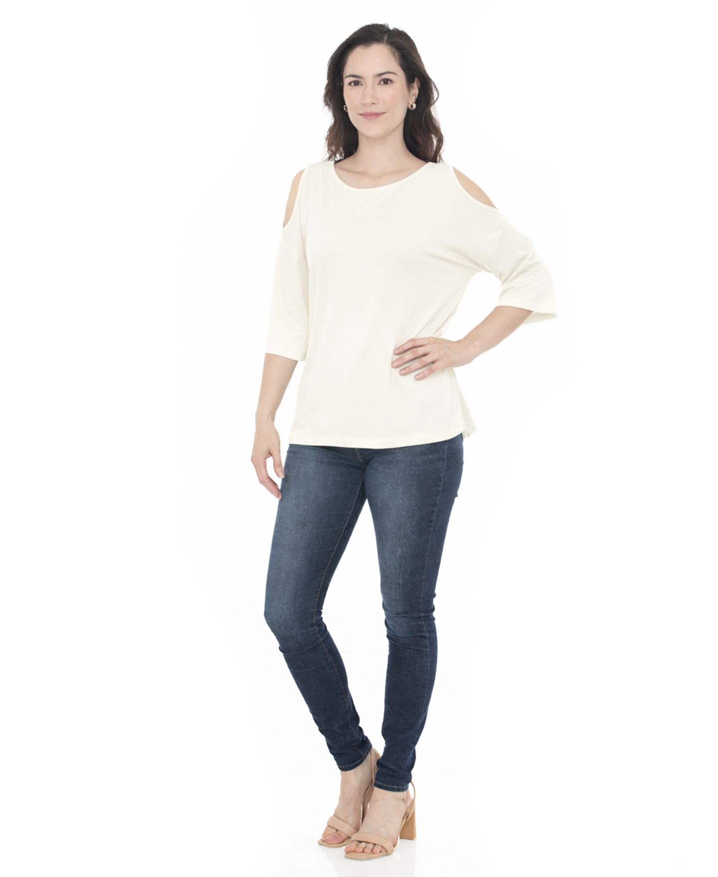 Женский свитер White Mark Casual Cold Shoulder Pullover Top, цвет: Молочный белый — фото 2