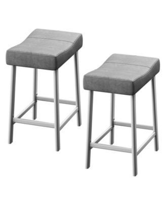 Upholstered 24" Backless Saddle Bar Stools Set of 2, Counter Height