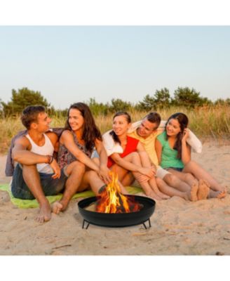 Outdoor Camping or Backyard Steel with Heat-Resistant Finish Fire Pit Bowl on Stand - 23" - Black