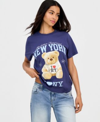 Juniors' I Love NY Bear Graphic-Print Tee