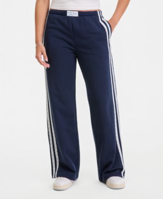 Love Tribe Juniors' Lace-Stripe Jersey Pull-On Pants - Macy's