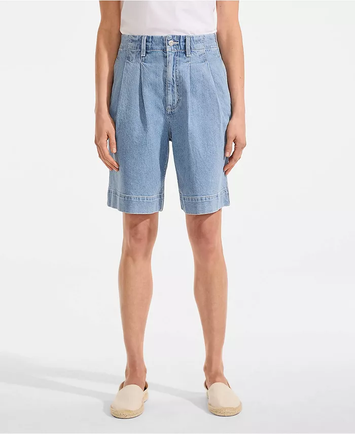 Women's Soft Denim High Rise 7" Pleated Trouser Shorts