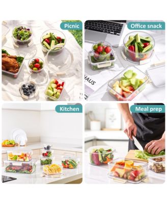 3-Pack Food Storage Container Set Stackable and Nestable Plastic Meal Prep Containers