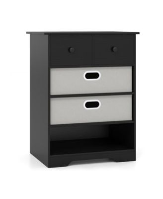 4-Drawer Modern Chest Dresser with Open Shelf and Fabric Drawers