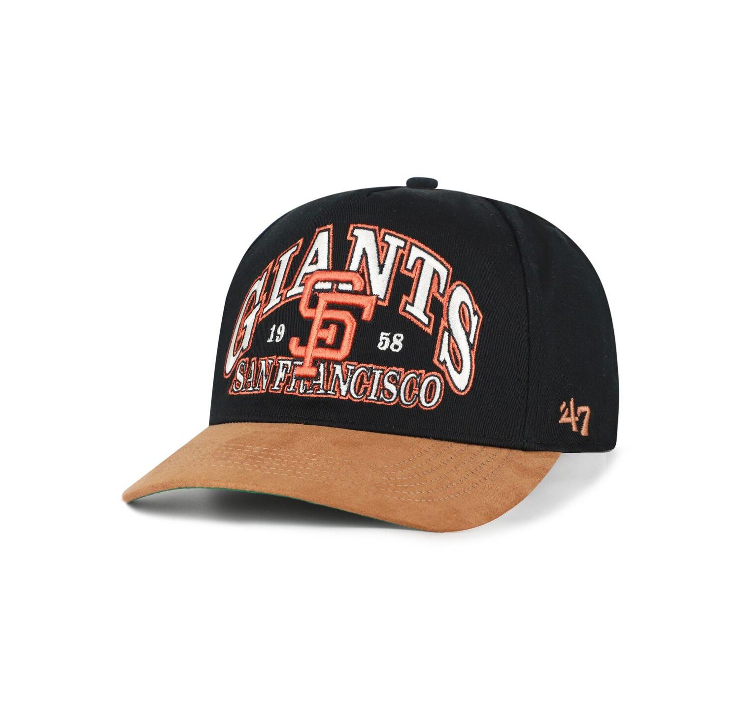 Men's Black/Brown San Francisco Giants Cooperstown Break Wood Suede Hitch Adjustable Hat