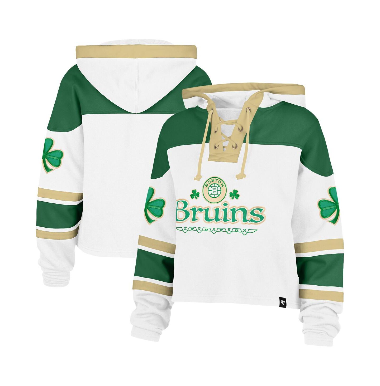 Женское худи '47 Brand White Boston Bruins McLucky Cropped Lacer — фото 1