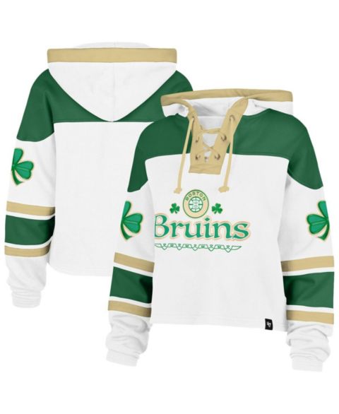 Женское худи '47 Brand White Boston Bruins McLucky Cropped Lacer