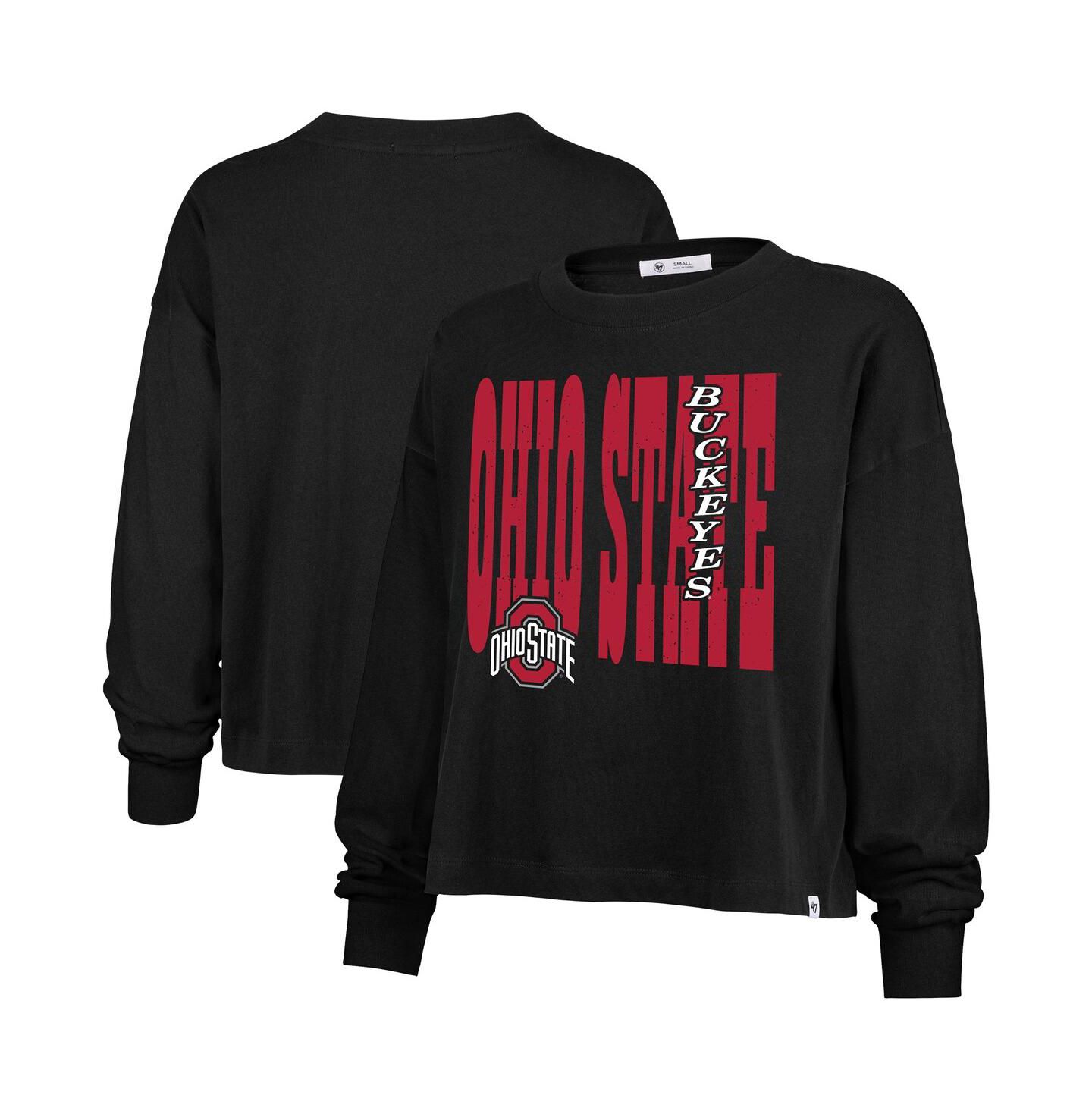 Женская футболка '47 Brand Black Ohio State Buckeyes Stacked Sydney Long Sleeve — фото 1