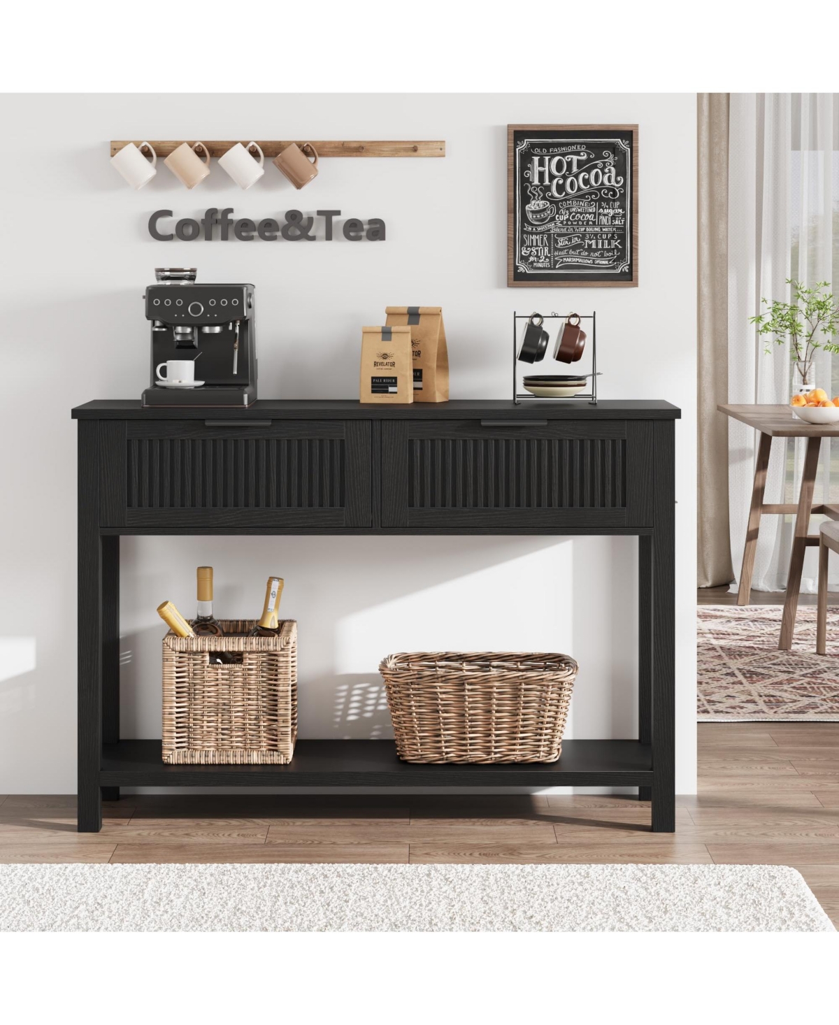 gaomon 43" Farmhouse Wooden Entryway Console Table with 2 Drawers and 2-Tier Storage, for Living Room and Foyer