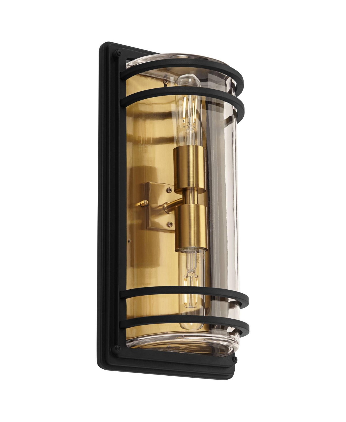 John Timberland Habitat Modern Wall Light Sconces Set of 2 Brass Hardwire 7 1/2" Fixture Clear Glass for Living Room Hallway