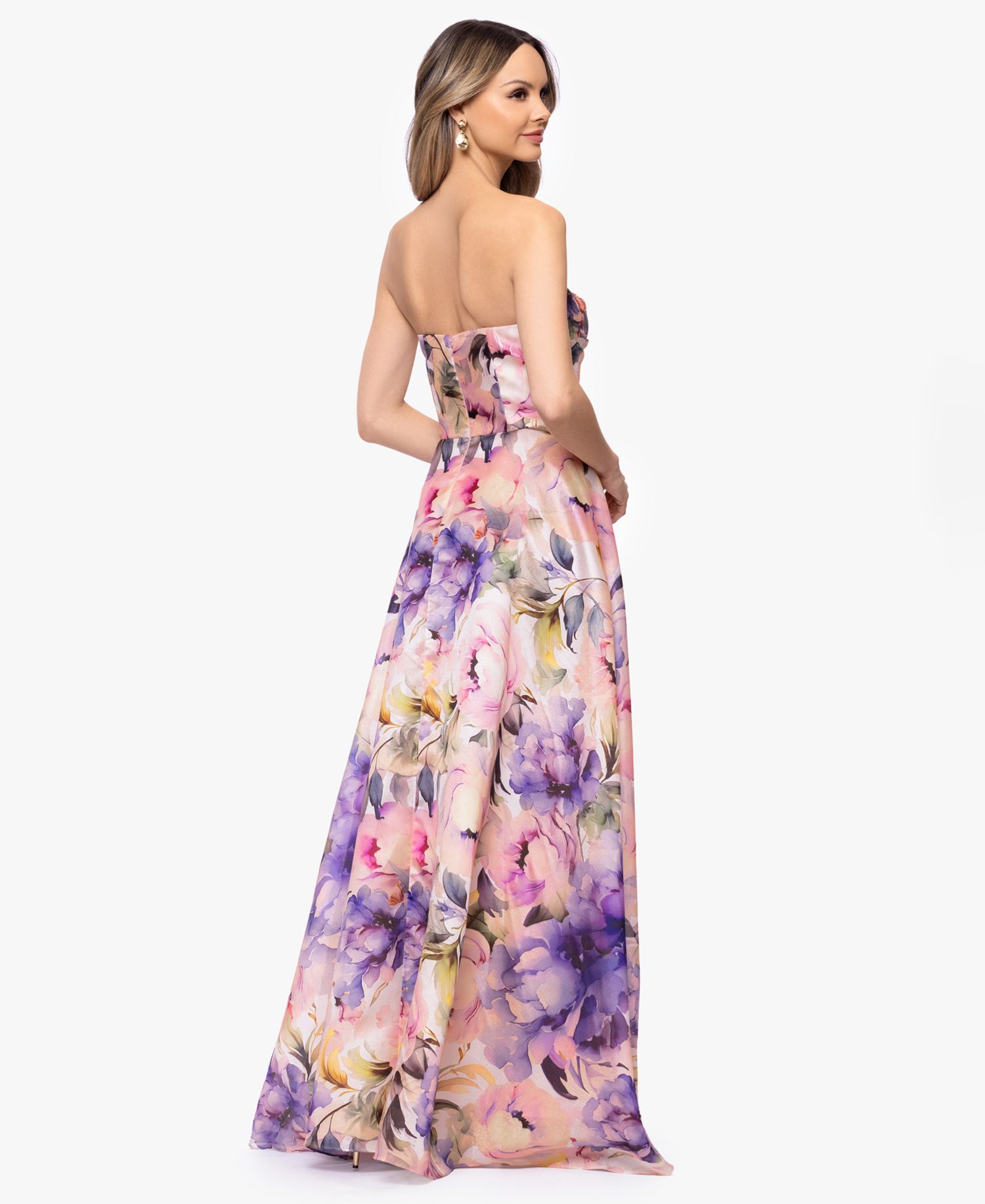 Women's Printed Strapless Ball Gown