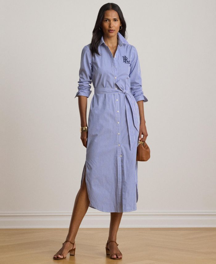 Lauren Ralph Lauren Women's Point Collar Striped Broadcloth Shirt-Dress