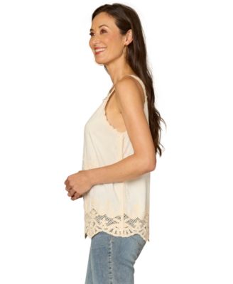  Women’s Scallop Edge Hem Woven Tank Top