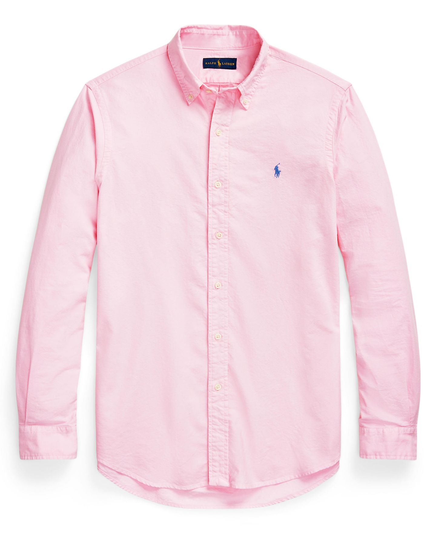 Мужская рубашка Polo Ralph Lauren Garment-Dyed Oxford, цвет: Розовый — фото 4