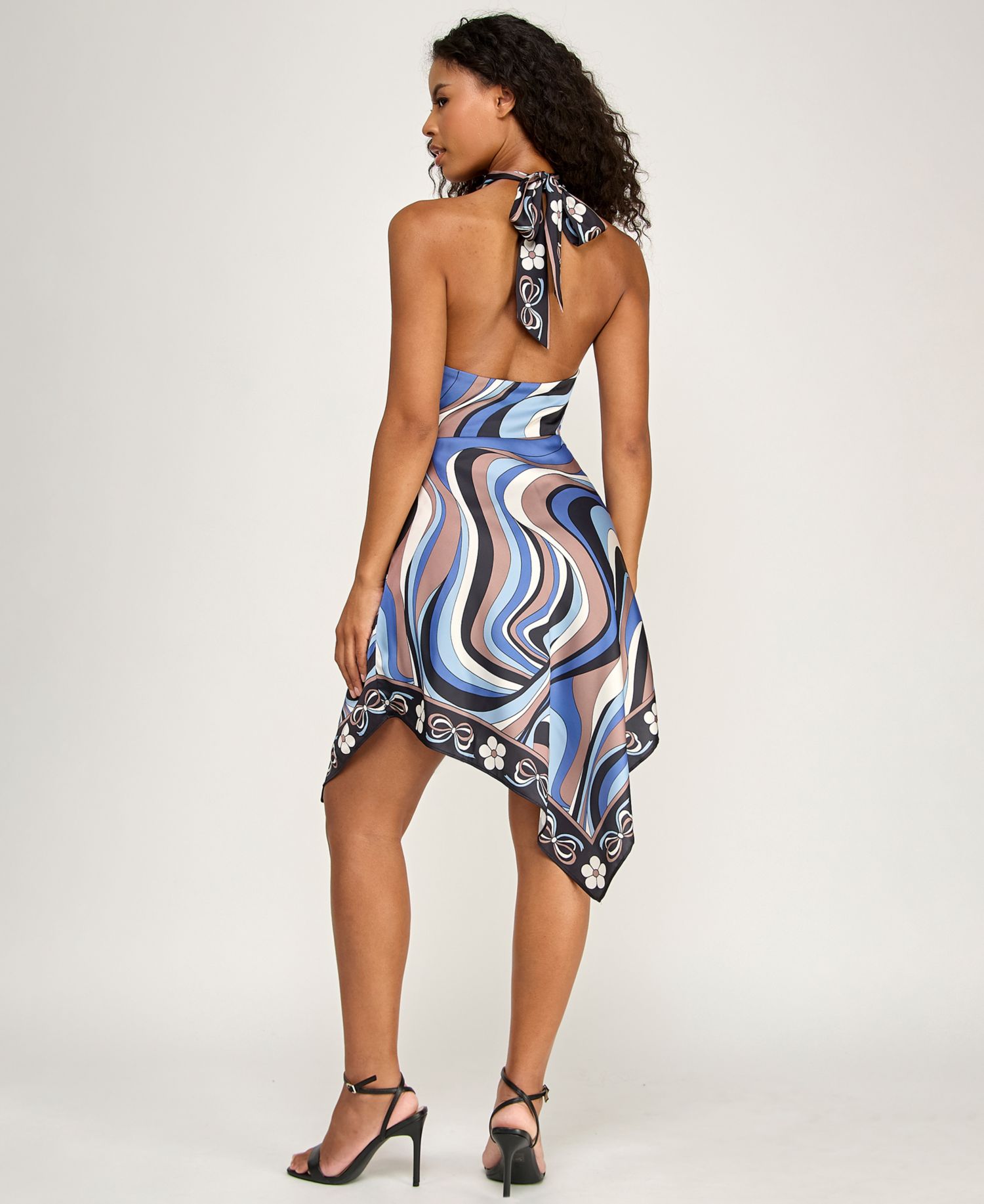 Women's Printed Halter Neck Handkerchief Dress