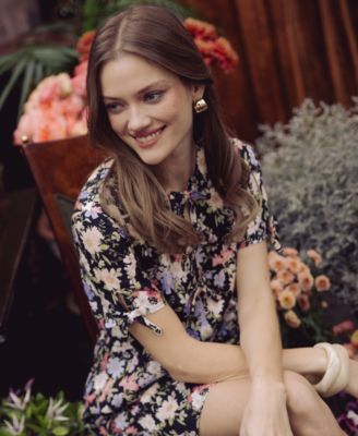 Women's Bow Detail Linen Mini Dress