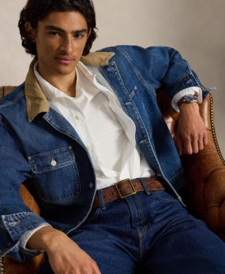 Men's Embroidered Herringbone Overshirt