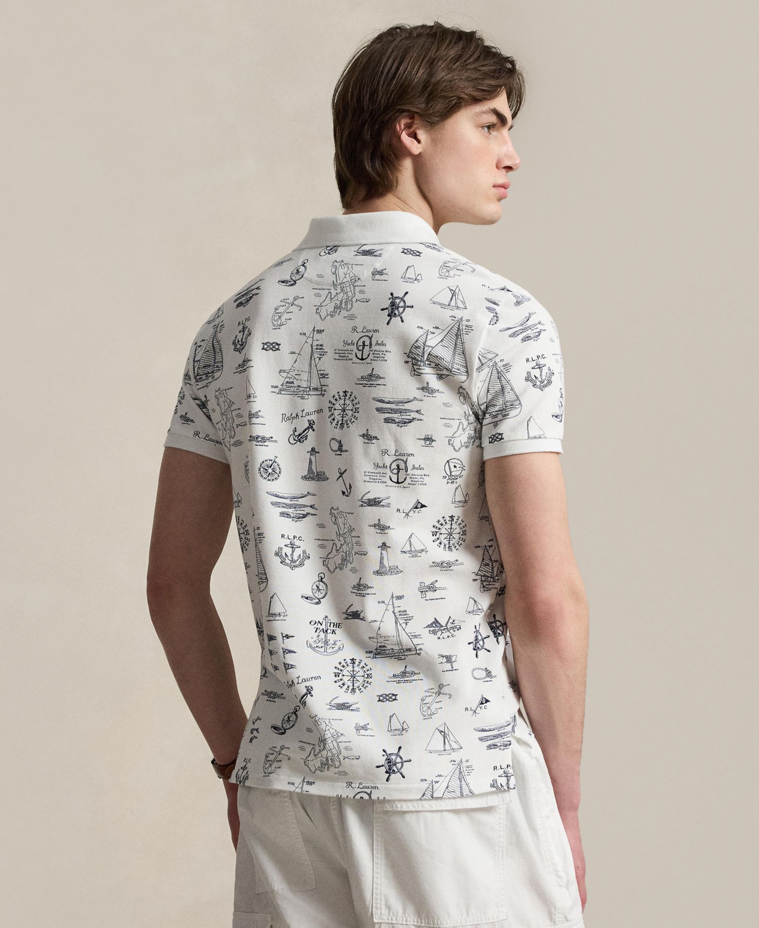 Men's Custom Slim-Fit Nautical Mesh Polo Shirt