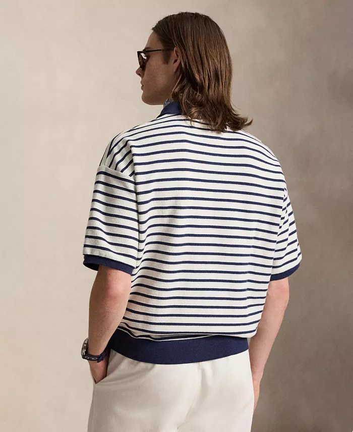 Relaxed-Fit Striped Textured Polo Shirt - thumbnail 4