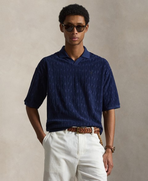 Мужские рубашки Polo Ralph Lauren Men's Classic-Fit Cable-Knit Terry Polo Shirt
