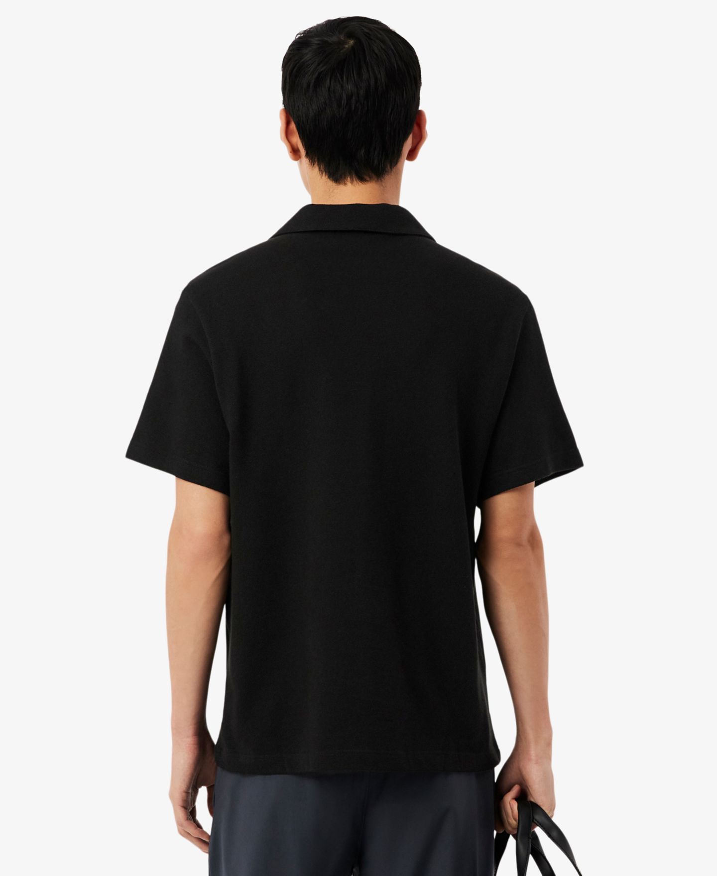 Мужское поло Lacoste Classic-Fit Cotton-Blend Polo Shirt, цвет: Чёрный — фото 4