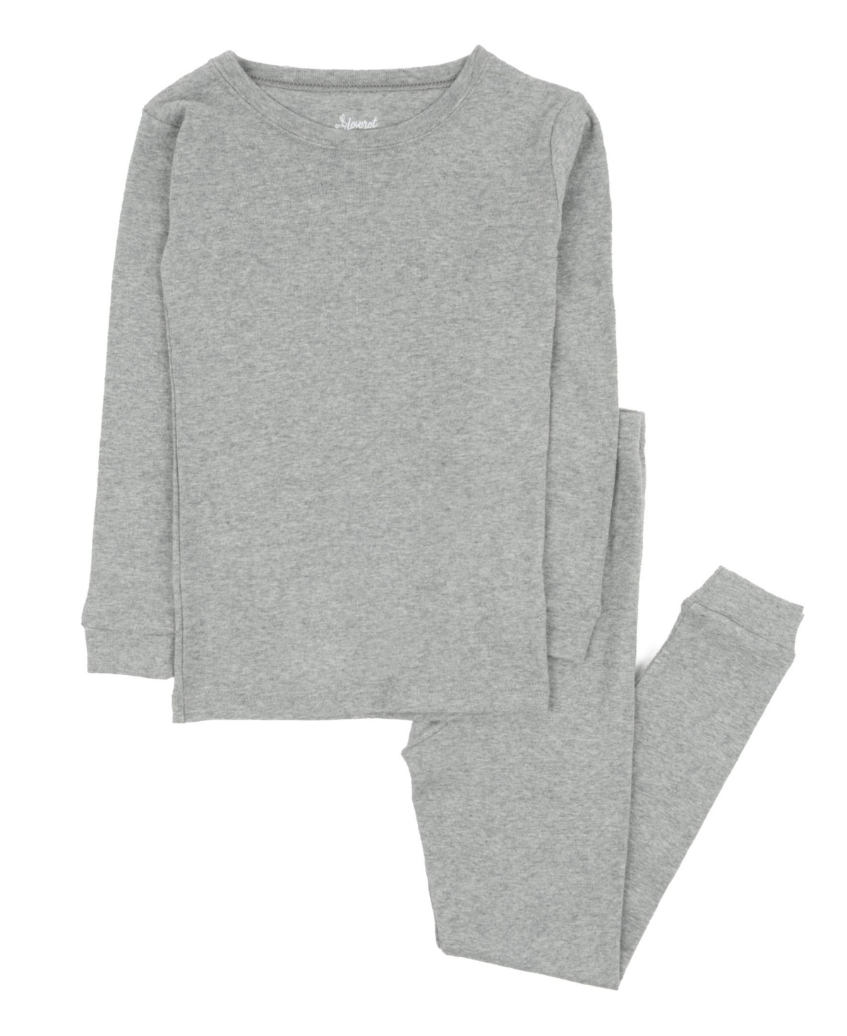 Leveret Kids Matching Family Two Piece Cotton Long Sleeve Pajamas - Light grey