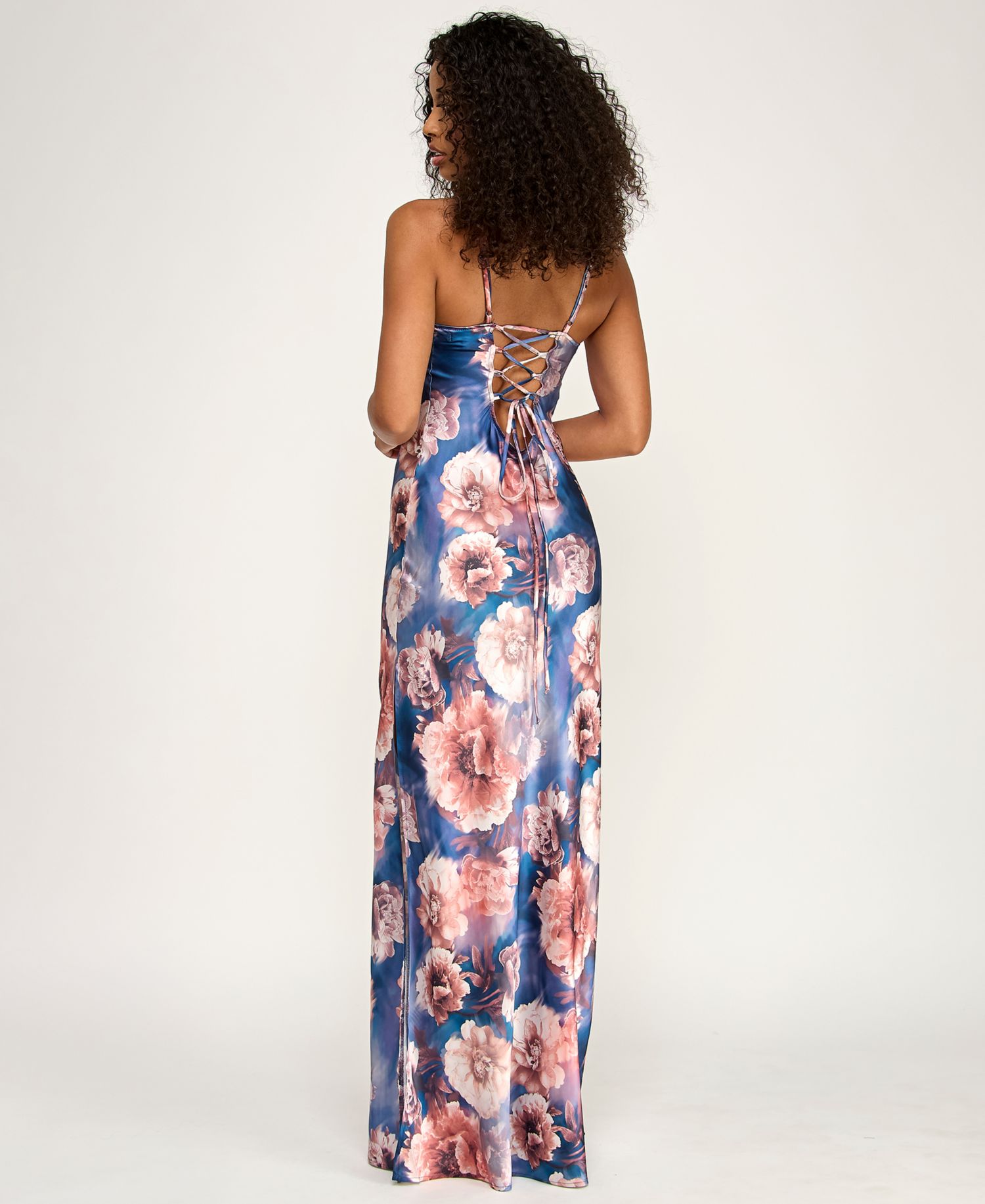 Juniors' Printed Sweetheart Neck Gown
