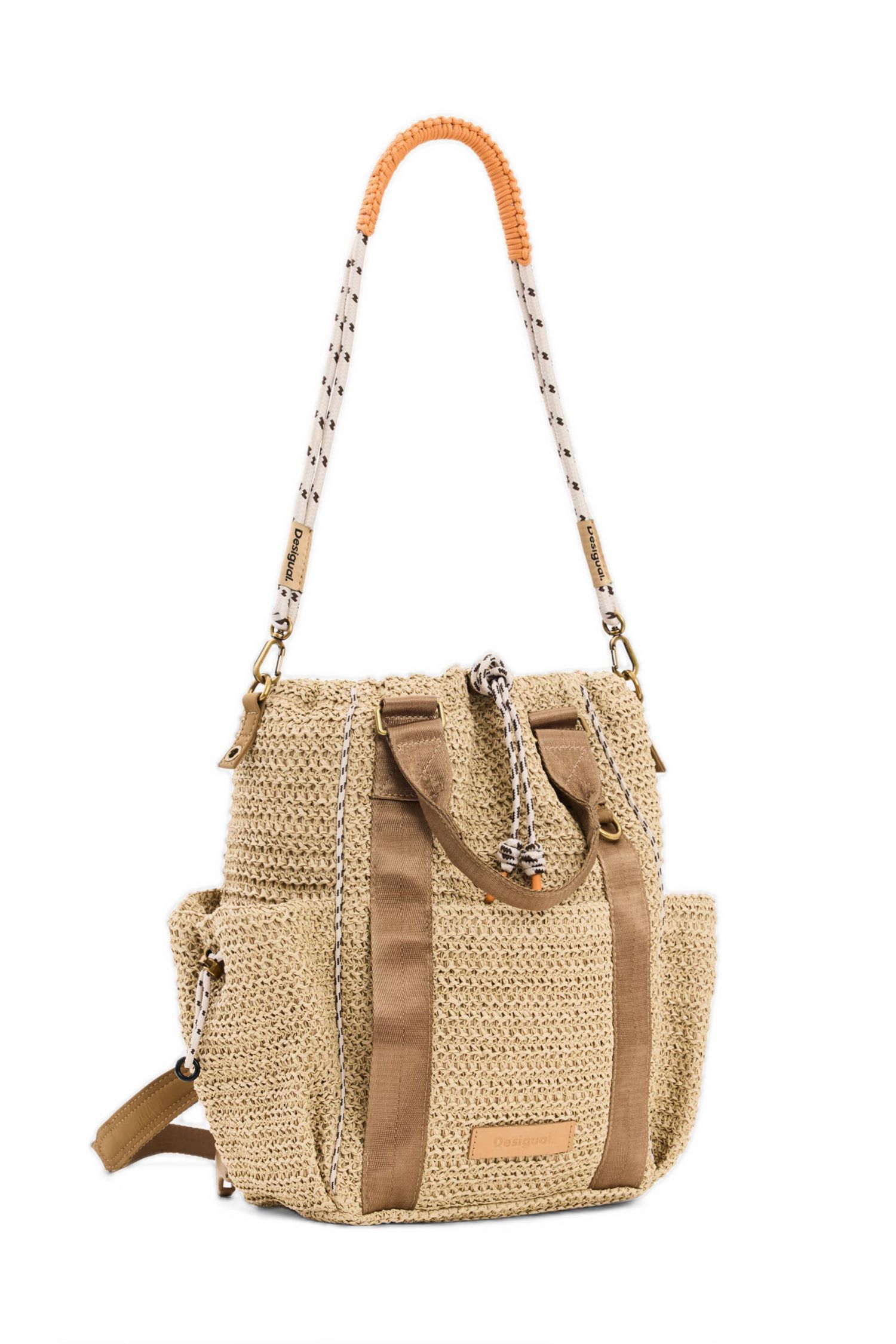 Women's Medium multiposition raffia backpack
