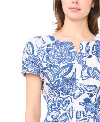 Women's Short-Sleeve V-Neck Maxi Dress