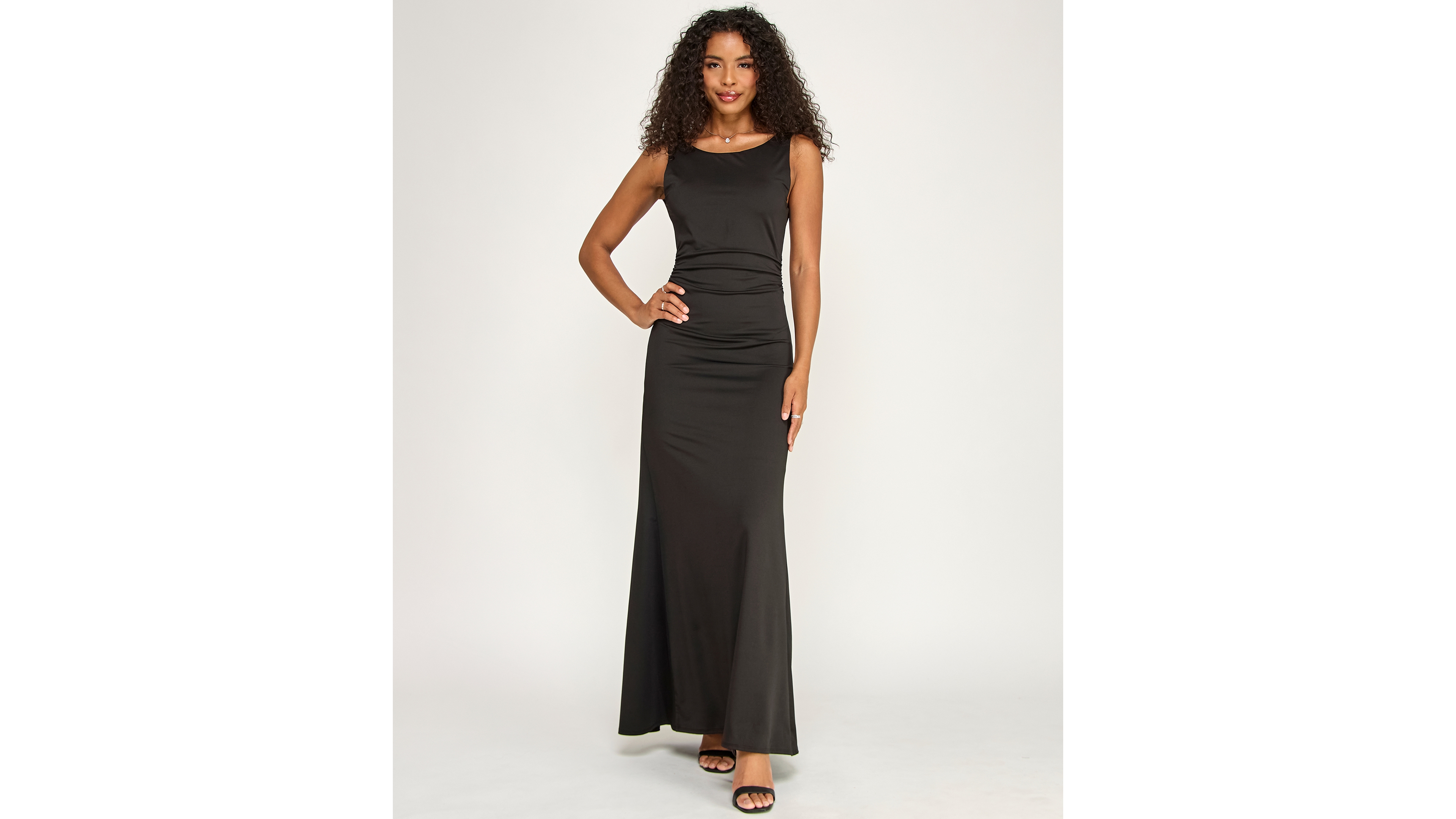 Katia Rae Women's Crewneck Pull-On Open Back Maxi Dress