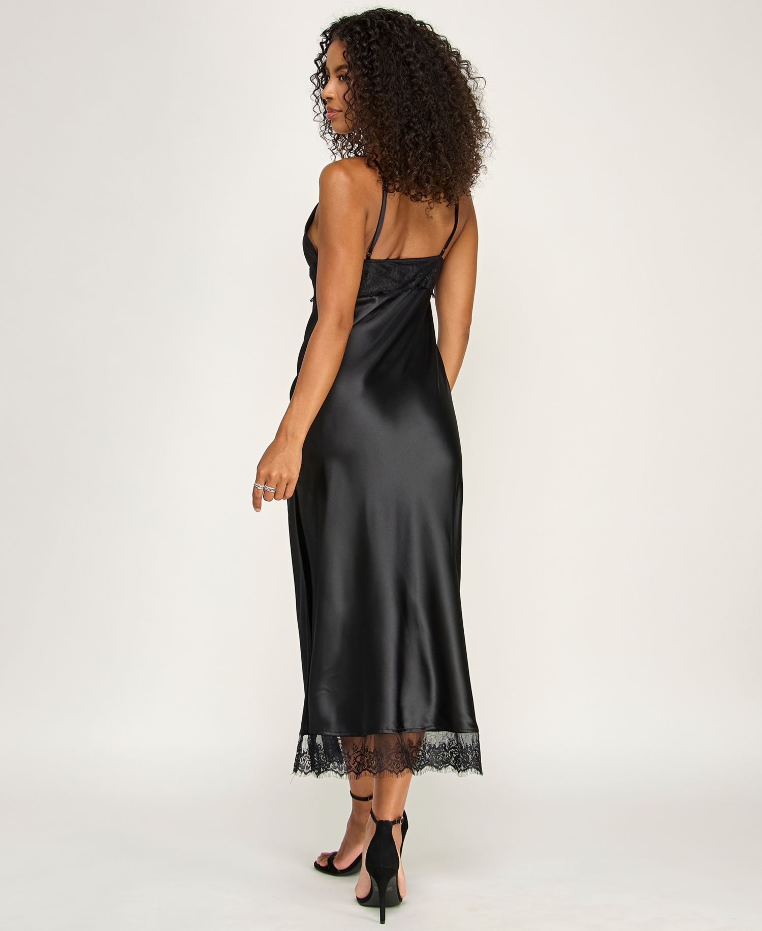 Juniors' V-Neck Lace Slip Dress