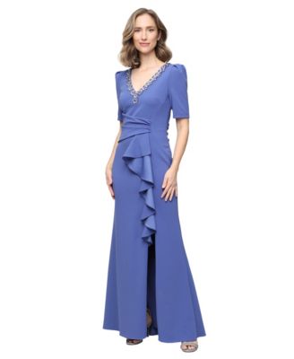 Women's Embellished V-Neck Ball Gown