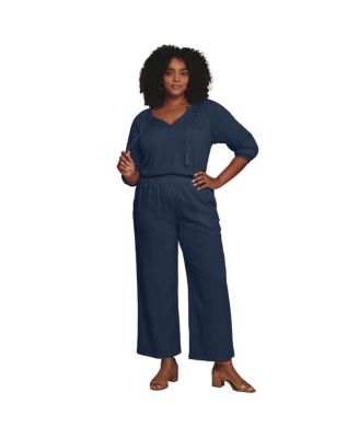 Women's Knit Gauze Smocked Wide-Leg Pants