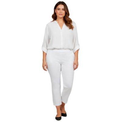 Avenue Womens Super-Stretch Straight Ankle Pull-On Pant - White 71$