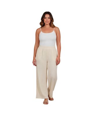 Women's Knit Gauze Smocked Wide-Leg Pants