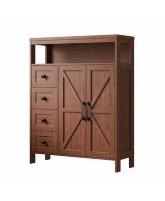 Farmhouse Storage Cabinet 2 Doors Shelves Rustic Buffet Sideboard for Kitchen Living Room Bathroom