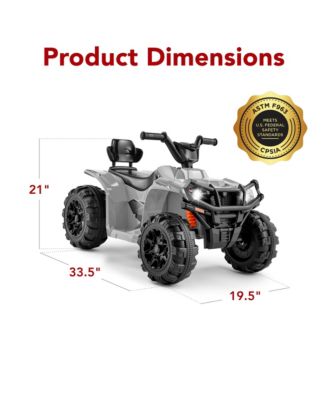 12V Kids Ride-On ATV Quad w/ Bluetooth, 2.4mph Max, Treaded Tires, LED Lights, Radio