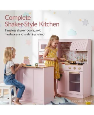 Deluxe Pretend Play Kitchen with Island, Espresso Machine Version