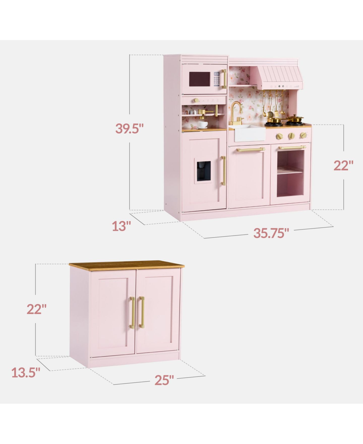 Детские игрушки Best Choice Products Deluxe Light-Up Espresso Machine Kitchen and Island, 2-Piece Set, Ages 3+, цвет: Розовый — фото 3