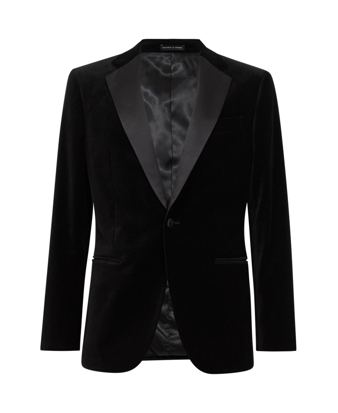 Мужской пиджак REISS Ace Tailored-Fit Single-Breasted Velvet Blazer, цвет: Чёрный — фото 3