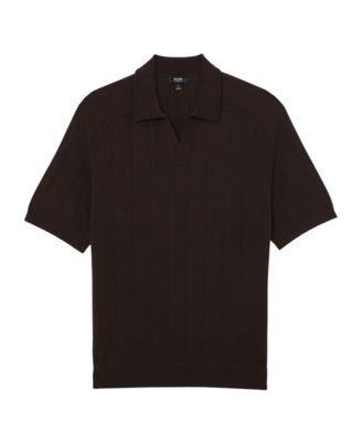 Men's Merino Wool Wide-Rib Polo Jumper Sweater