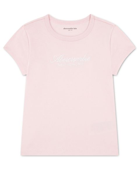Футболка abercrombie kids Crewneck T-Shirt для девочек, цвет: Меловой розовый
