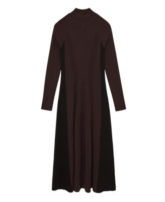 Women's Knitted Contrast-Panel Midi Dress
