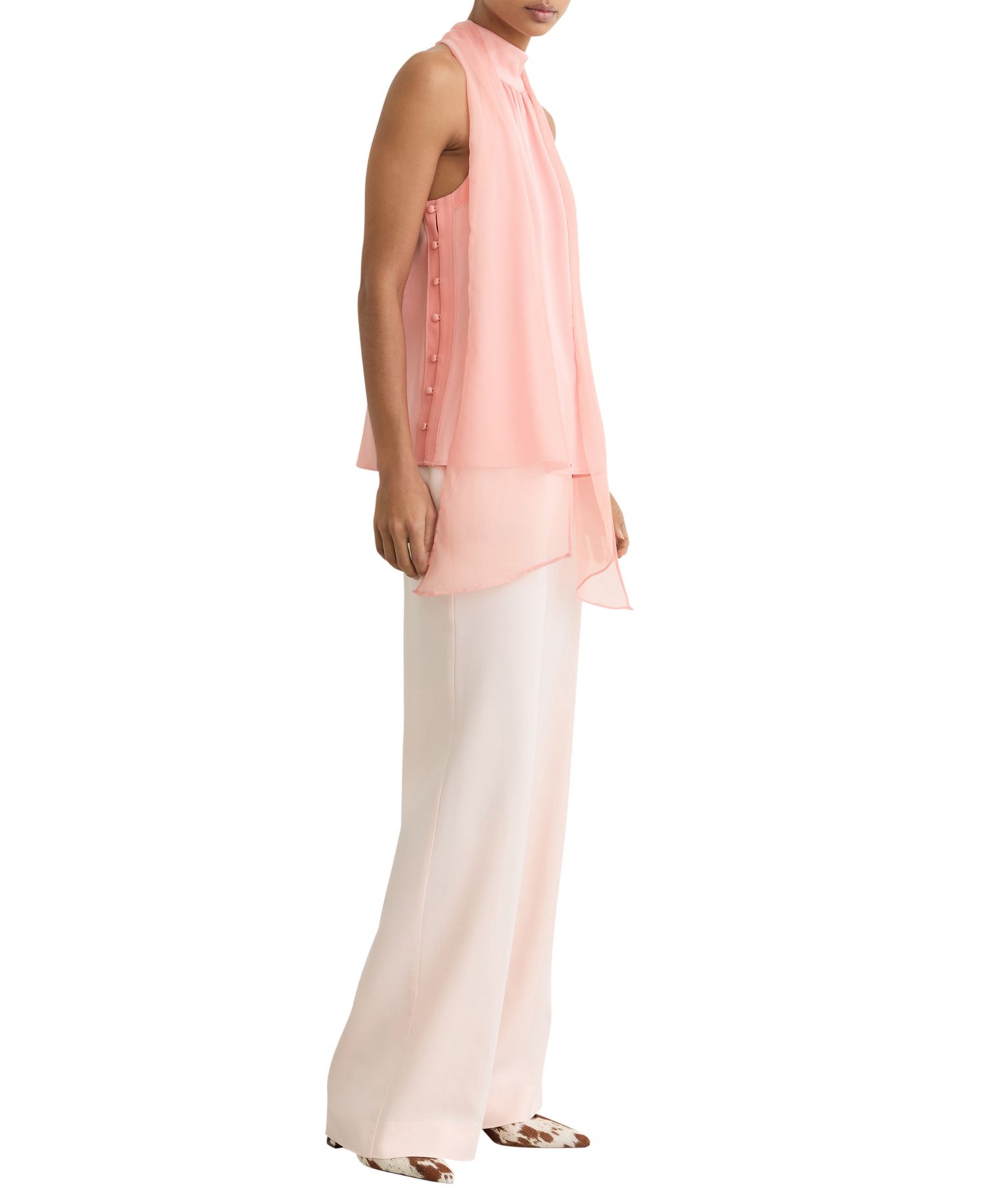 Women's Andrea Satin Sleeveless Scarf-Neck Top