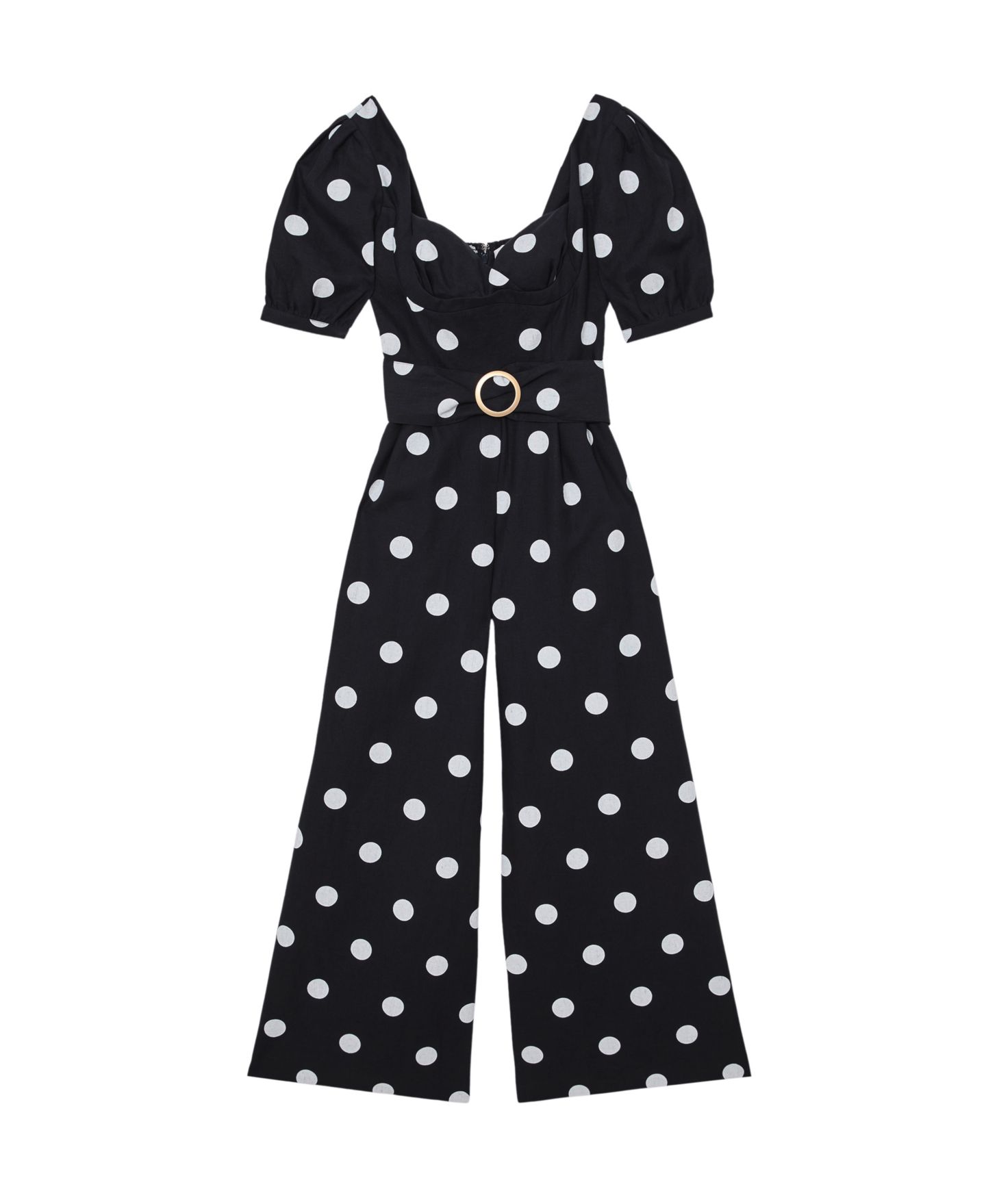 Женский комбинезон REISS Brook Linen Polka-Dot Wide-Leg Jumpsuit, цвет: Navyivory — фото 4