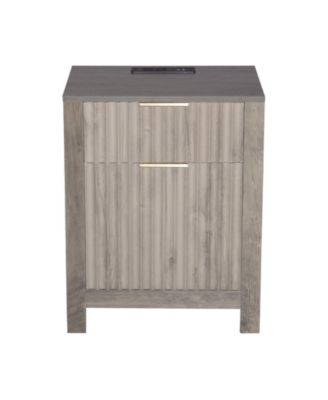 2-Pc. Farmhouse Wood End Table Set with Charging Station and Drawers