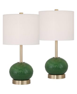 Maris 20" High Glass and Satin Brass Table Lamp Set with Dimmer