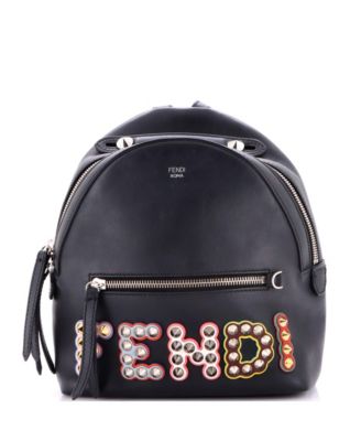 fendi mini studded backpack Pre-Owned Fendi Mini By The Way Backpack Logo Studded Leather
